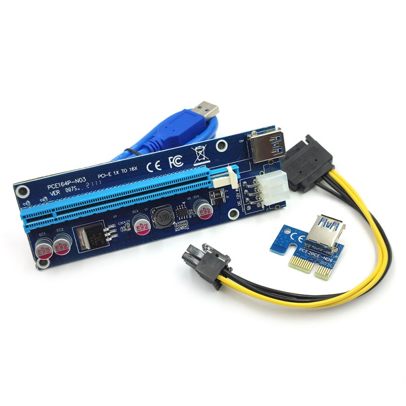 Qoltec Riser PCi-E 1x-16x USB 3.0 SATA/PCI-E 6pin Χύμα Προϊόντα - Qoltec Riser PCi-E 1x-16x USB 3.0 SATA/PCI-E 6pin