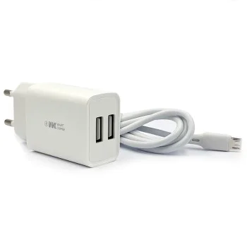 WK Dual USB Charger 10W WP-U56 + Micro Usb Cable