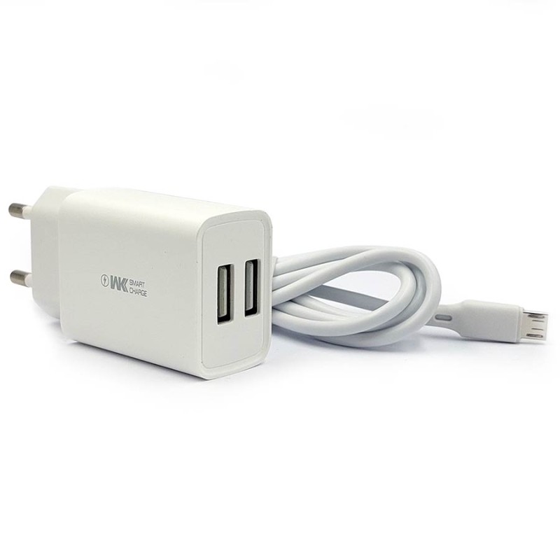 WK Dual USB Charger 10W WP-U56 + Micro Usb Cable Χύμα Προϊόντα - WK Dual USB Charger 10W WP-U56 + Micro Usb Cable
