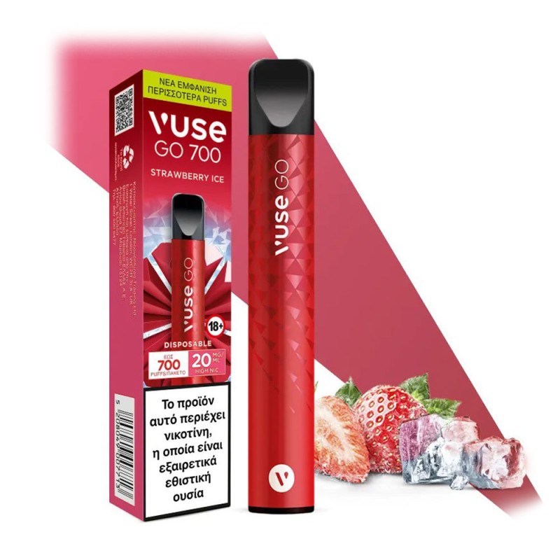 Ηλεκτρονικό Τσιγάρο Μιας Χρήσης - Vuse GO 700 Strawberry Ice 20mg 2ml