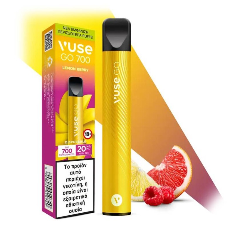 Ηλεκτρονικό Τσιγάρο Μιας Χρήσης - Vuse GO 700 Lemon Berry 20mg 2ml
