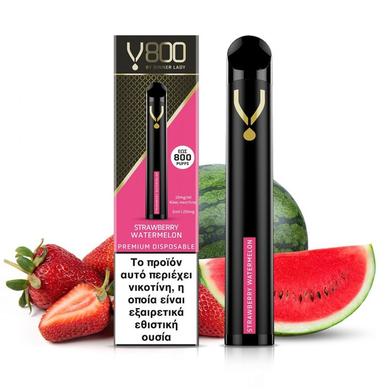 Ηλεκτρονικό Τσιγάρο Μιας Χρήσης - Dinner Lady V800 Disposable Strawberry Watermelon 20mg 2ml