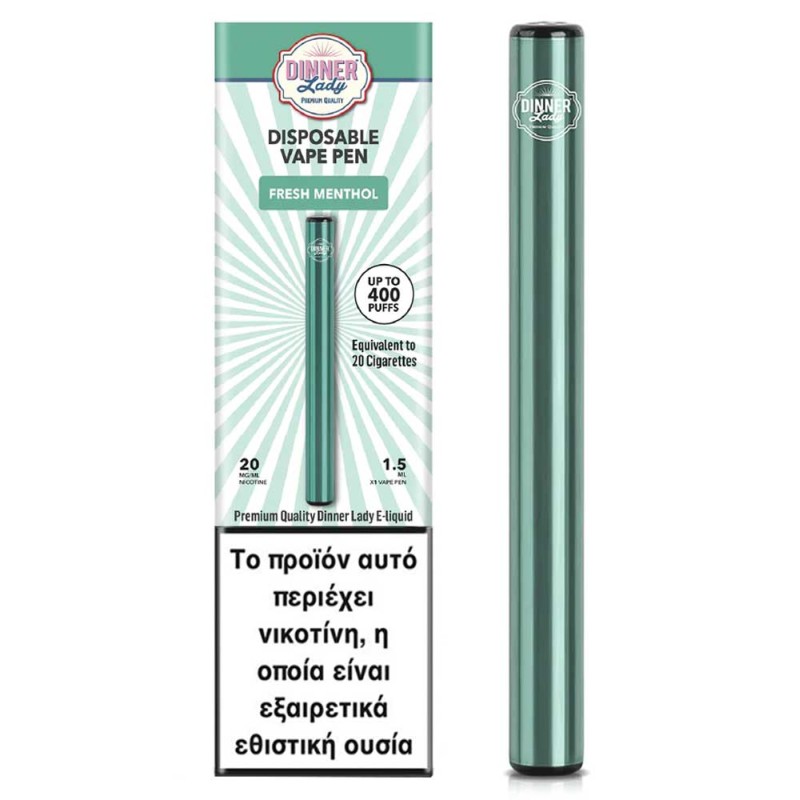 Ηλεκτρονικό Τσιγάρο Μιας Χρήσης - Dinner Lady Fresh Menthol Disposable Vape Pen 20mg 1.5ml