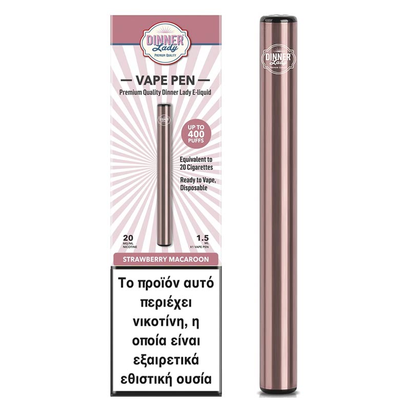 Dinner Lady Strawberry Macaroon Disposable Vape Pen 20mg 1.5ml Συσκευές Μιας Χρήσης - Dinner Lady Strawberry Macaroon Disposable Vape Pen 20mg 1.5ml