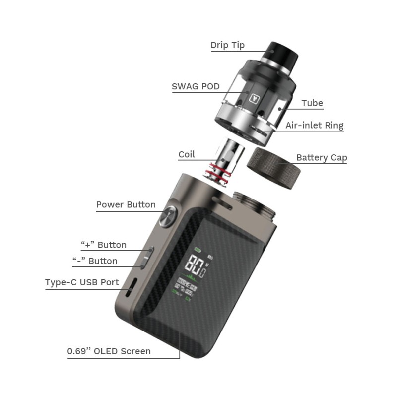 Vaporesso SWAG PX80 Pod Kit 4ml Pod Systems - Vaporesso SWAG PX80 Pod Kit 4ml