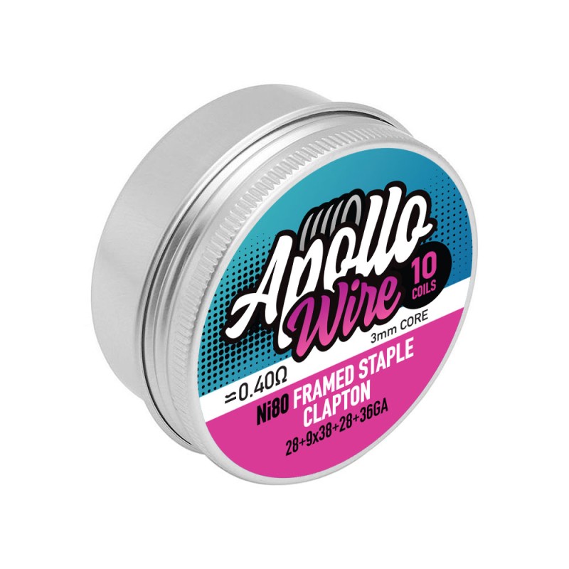 Apollo Ni80 Frame Staple Clapton 28+9x38+28+36ga / 0.4ohm / 10 coils Σύρματα και Βαμβάκια - Apollo Ni80 Frame Staple Clapton 28+9x38+28+36ga / 0.4ohm / 10 coils