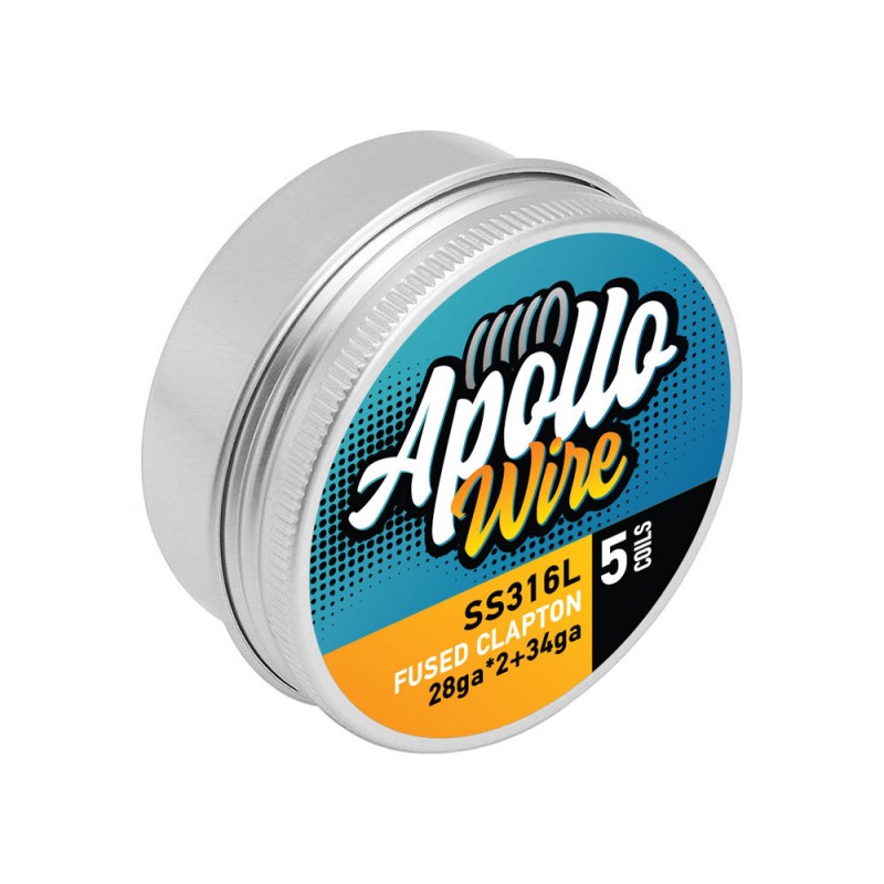 Apollo SS 316L Fused Clapton 2x28ga+34ga / 0.40ohm / 5 Coils Σύρματα και Βαμβάκια - Apollo SS 316L Fused Clapton 2x28ga+34ga / 0.40ohm / 5 Coils
