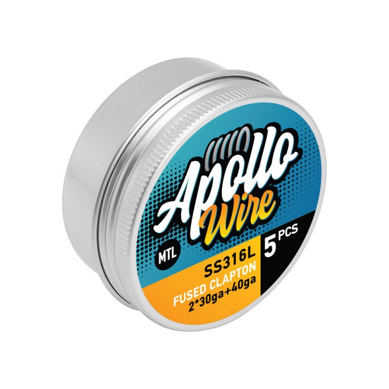 Apollo SS 316L MTL Fused Clapton 2x30ga+40ga / 0.45ohm / 5 Coils Σύρματα και Βαμβάκια - Apollo SS 316L MTL Fused Clapton 2x30ga+40ga / 0.45ohm / 5 Coils
