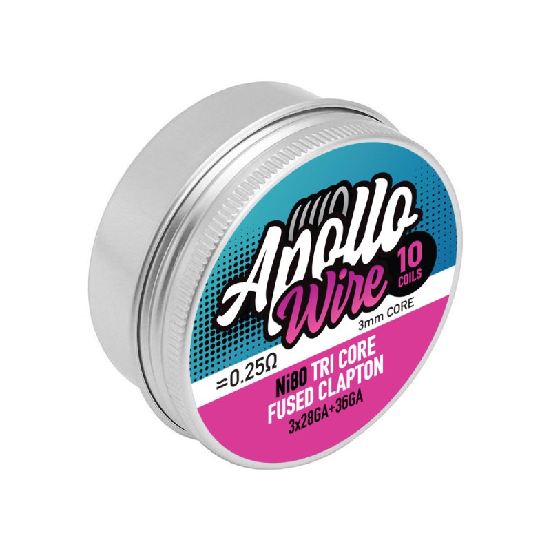 Apollo Ni80 Tri Core Fused Clapton 0.25ohm 10 Coils Σύρματα και Βαμβάκια - Apollo Ni80 Tri Core Fused Clapton 0.25ohm 10 Coils