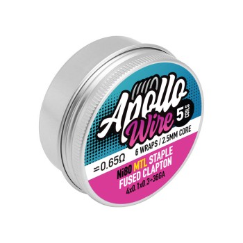Apollo Ni80 MTL Staple Fused Clapton 4x0.1x0.3+38ga / 0.65ohm / 5 Coils