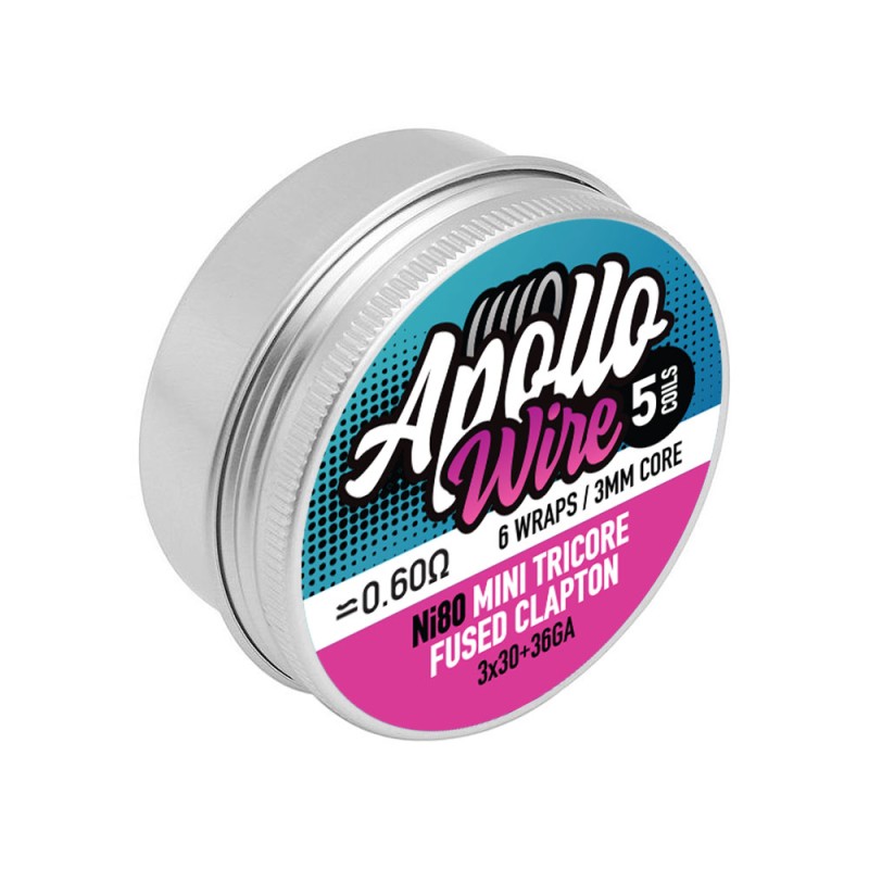 Apollo Ni80 Tri Core Fused Clapton 3x30ga+36ga / 0.6ohm / 5 Coils Σύρματα και Βαμβάκια - Apollo Ni80 Tri Core Fused Clapton 3x30ga+36ga / 0.6ohm / 5 Coils