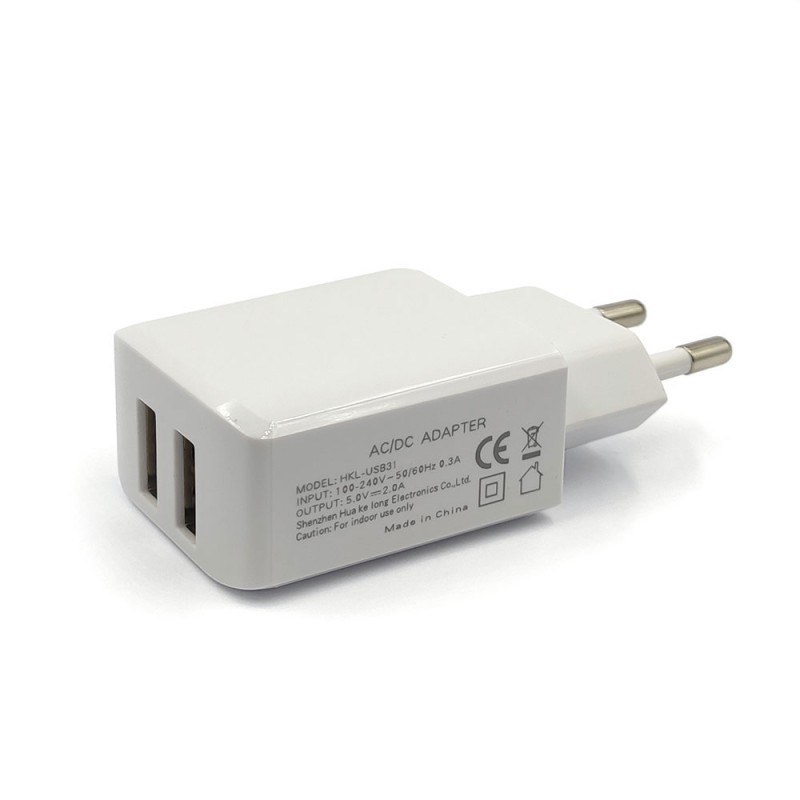 eCig Wall Charger 2xUSB 220V-2A White Chargers - eCig Wall Charger 2xUSB 220V-2A White