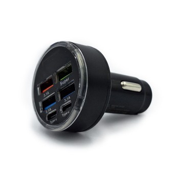 Φορτιστής Αυτοκινήτου 6 Θυρών USB & Type-C