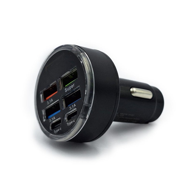 Φορτιστής Αυτοκινήτου 6 Θυρών USB & Type-C Φορτιστές - Φορτιστής Αυτοκινήτου 6 Θυρών USB & Type-C