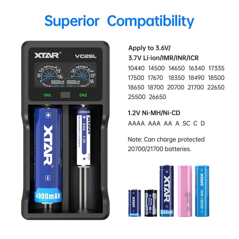 XTAR VC2SL Charger Φορτιστές - XTAR VC2SL Charger