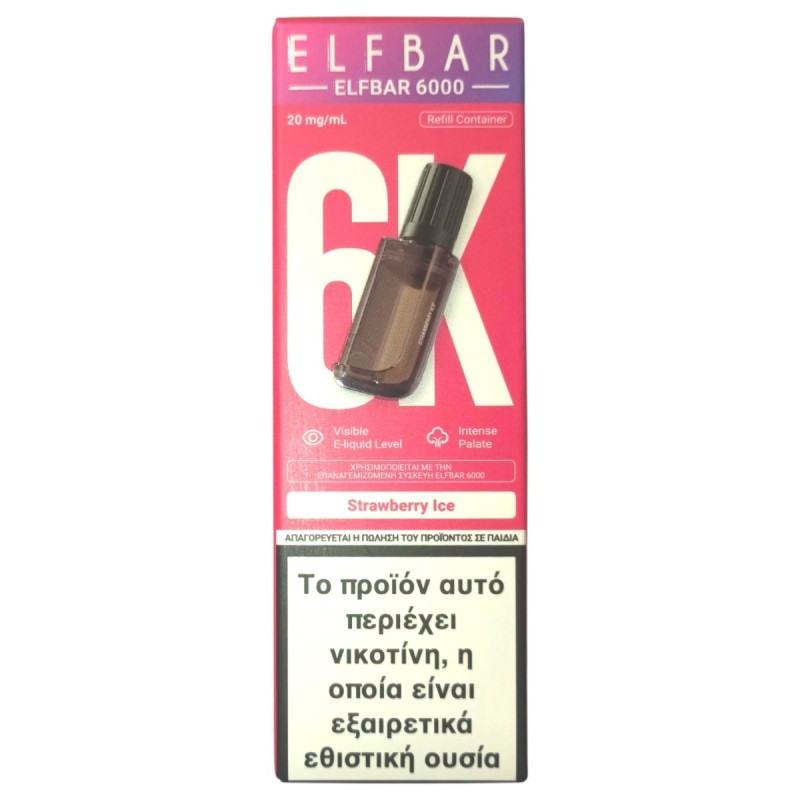 Elf Bar - Elf Bar 6000 Strawberry Ice 10ml Προγεμισμένα Pods - Elf Bar 6000 Strawberry Ice 10ml
