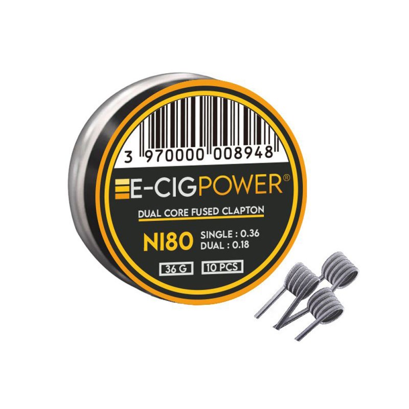 E-Cig Power Ni80 Dual Core Fused Clapton 10 Coils Σύρματα και Βαμβάκια - E-Cig Power Ni80 Dual Core Fused Clapton 10 Coils