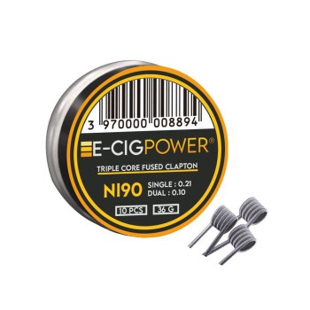 E-Cig Power Ni90 Triple Core Fused Clapton 10 Coils E-Cig Power Ni90 Triple Core Fused Clapton 10 Coils